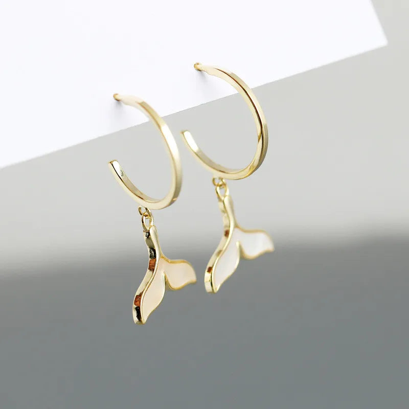 Whale Tail Hoop Earrings – 925 Sterling Silver
