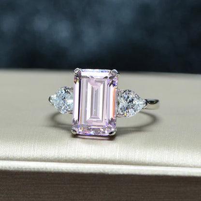 Emerald-Cut Zircon 925 Sterling Silver Ring