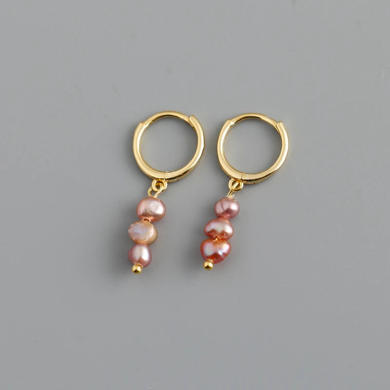 Freshwater Pearl Drift 925 Sterling Silver Hoops Earrings