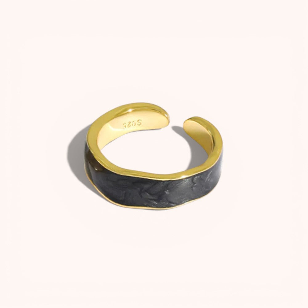 Cream Pearl Enamel 925 Sterling Silver Ring