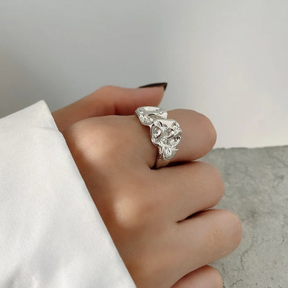 Molten Form 925 Sterling Silver Organic Sculptural Ring –