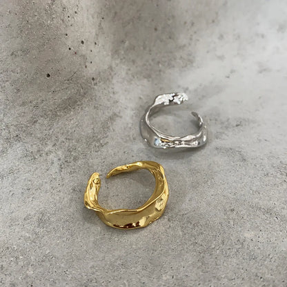 Lustura Ring – Organic Gold Textured 925 Silver Ring