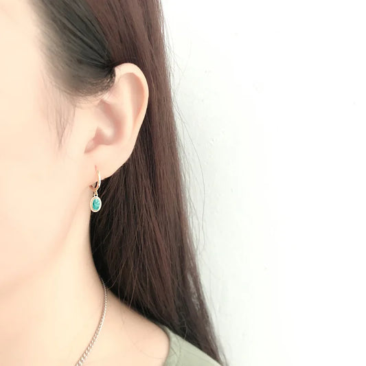 Aqua Drop Huggie Earrings 925 Sterling Silver