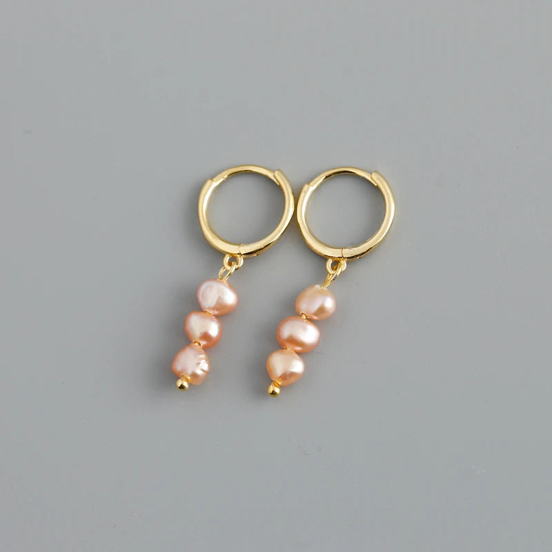 Freshwater Pearl Drift 925 Sterling Silver Hoops Earrings