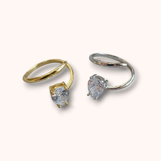 Elegant Adjustable Zircon Ring – 925 Sterling Silver | Gold & Silver Plated Open Band Jewelry