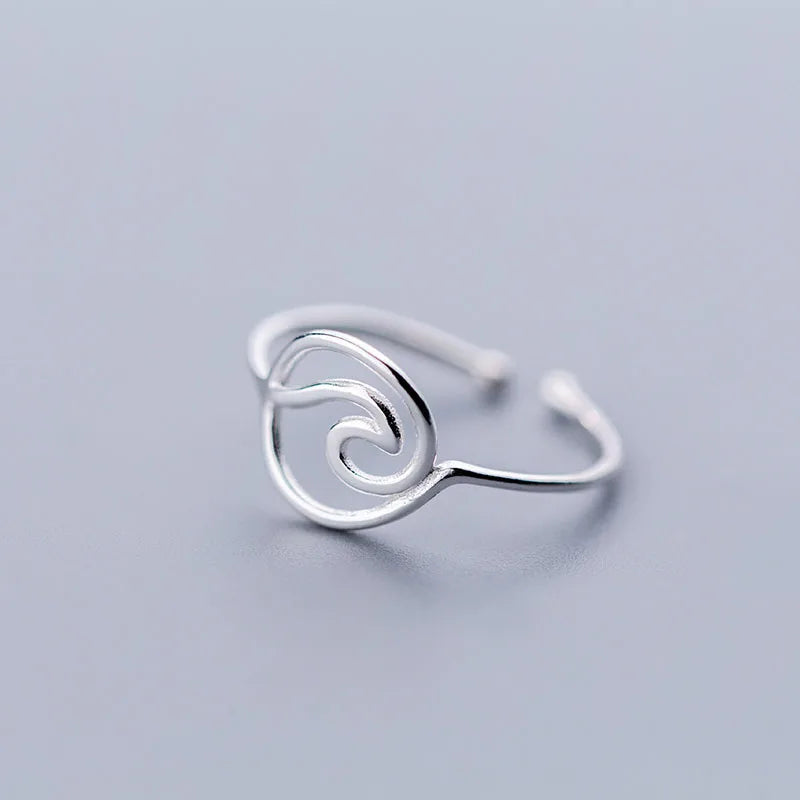 Round Wave 925 Sterling Silver Ring