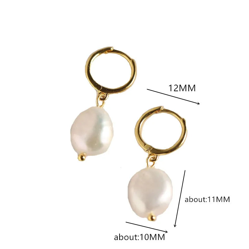 Pearl Drop Hoop Earrings – 925 Sterling Silver