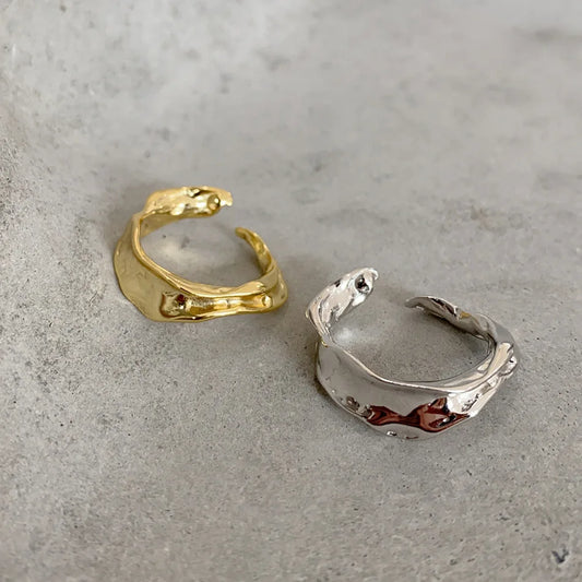 Lustura Ring – Organic Gold Textured 925 Silver Ring