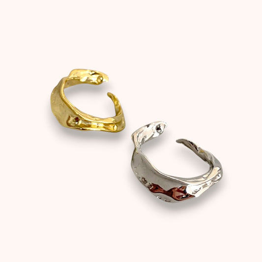 Lustura Organic Textured Adjustable 925 Sterling Silver Ring