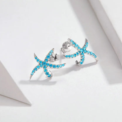 Blue Starfish 925 Sterling Silver Earrings