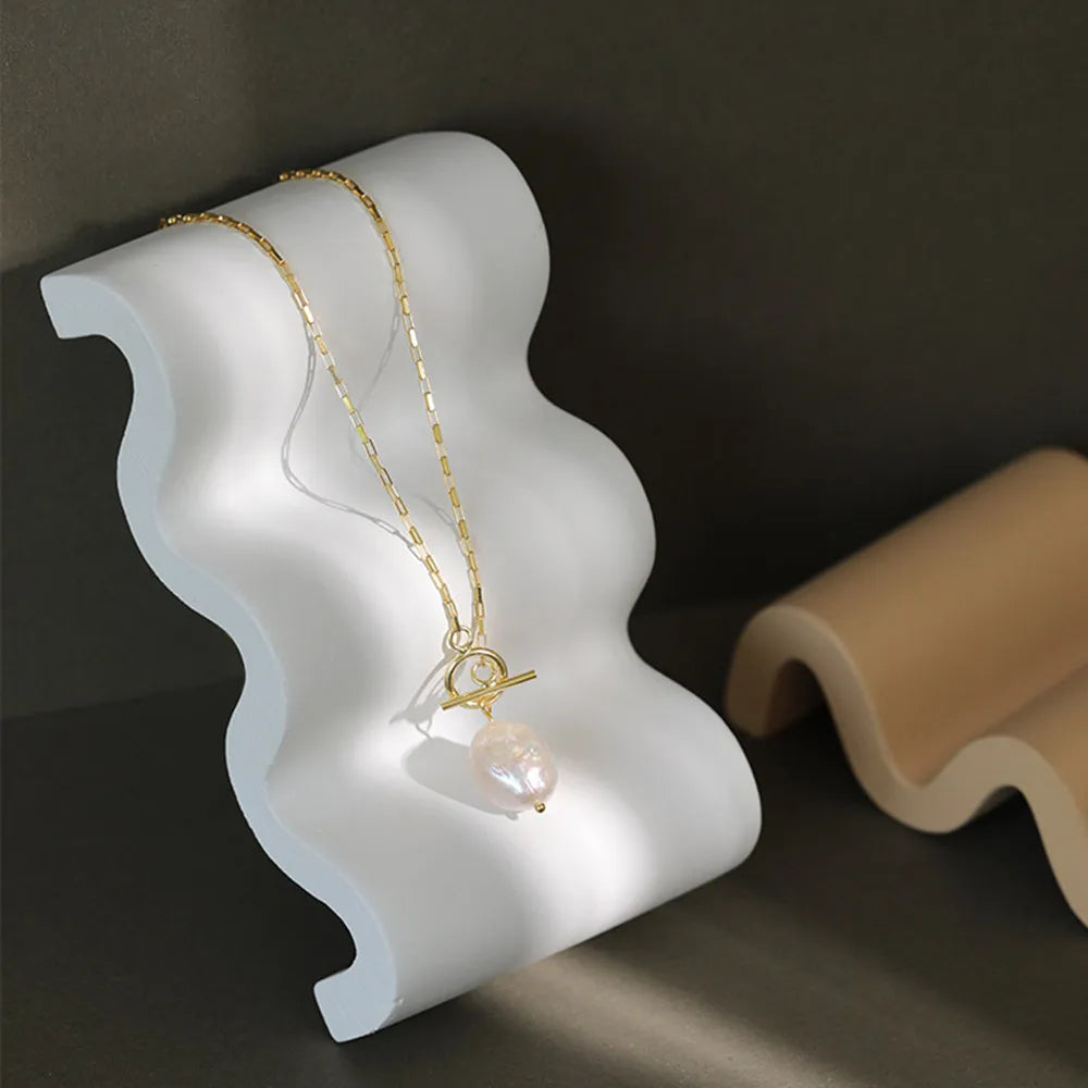 Freshwater Pearl Toggle 925 Sterling Silver Necklace