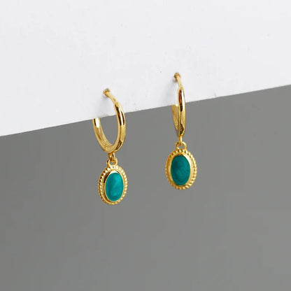 Aqua Drop Huggie Earrings 925 Sterling Silver
