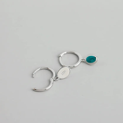 Aqua Drop Huggie Earrings 925 Sterling Silver