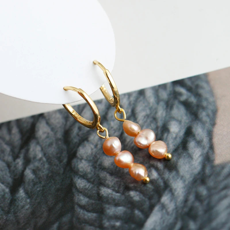 Freshwater Pearl Drift 925 Sterling Silver Hoops Earrings