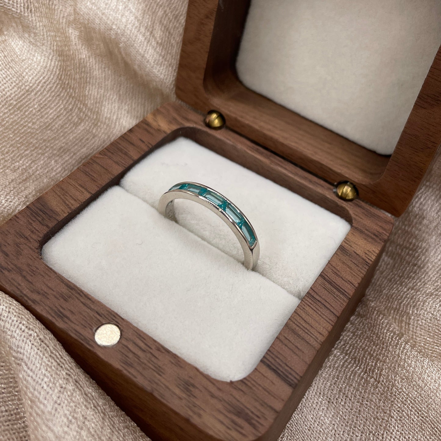 Green Emerald Band 925 Sterling Silver Ring