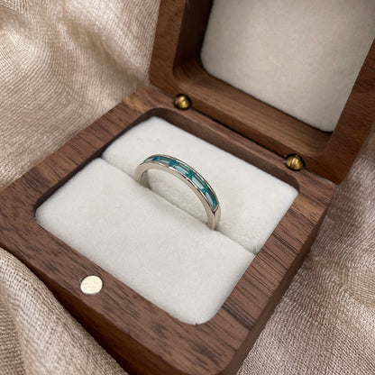 Green Emerald Band 925 Sterling Silver Ring