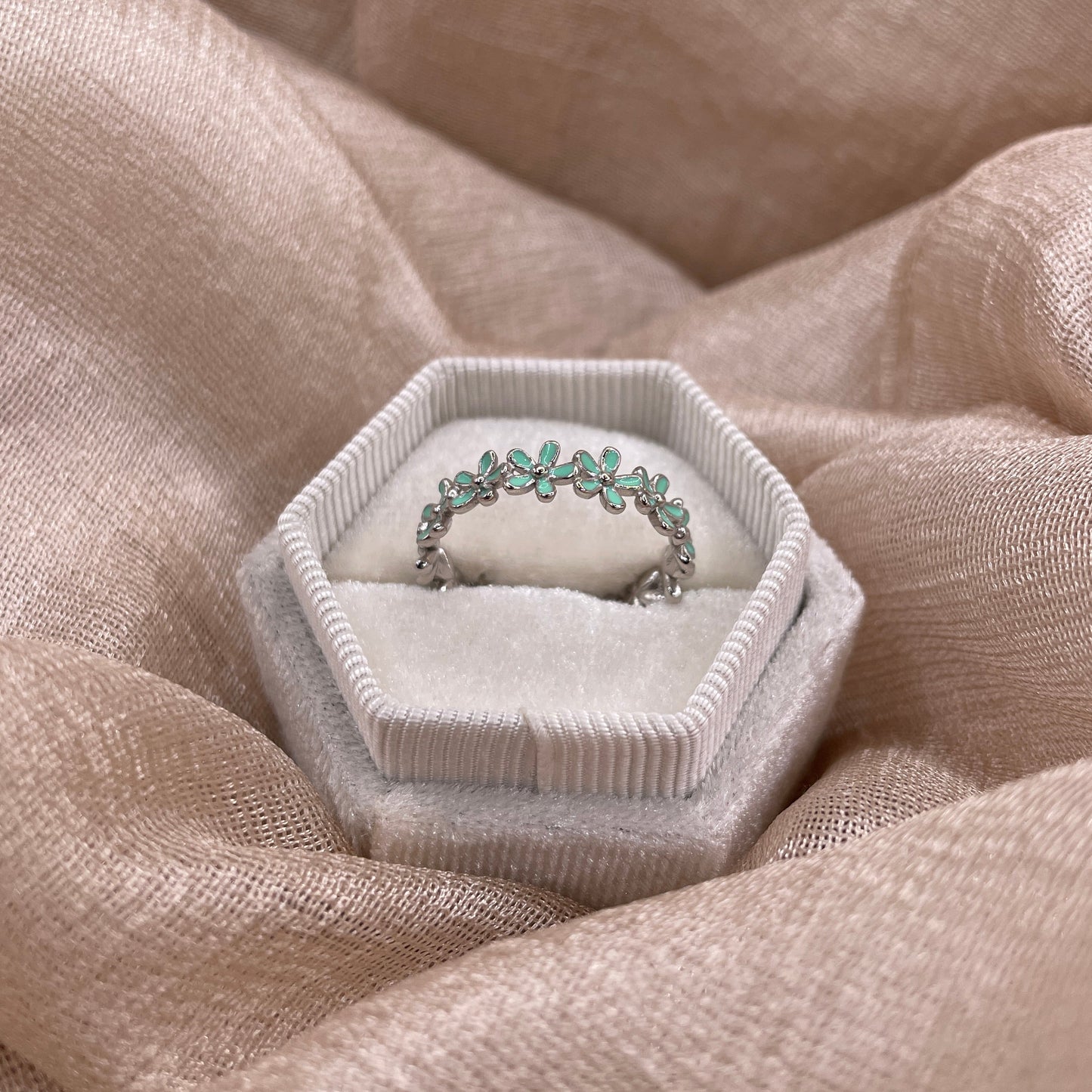 Daisy Flower Band 925 Sterling Silver Ring