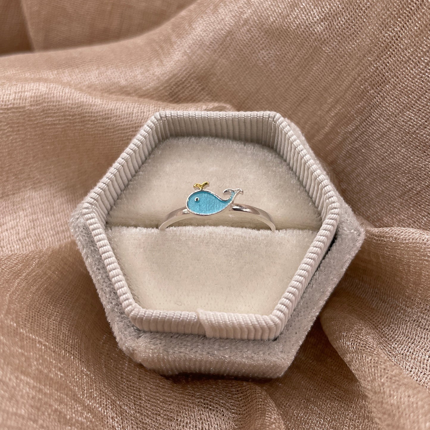 Mini Whale  Adjustable 925 Sterling Silver Ring