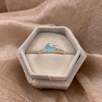 Mini Whale  Adjustable 925 Sterling Silver Ring
