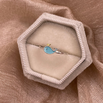 Mini Whale  Adjustable 925 Sterling Silver Ring