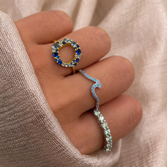 Blue Zircon Solitaire Ring: 925 Sterling Silver Dainty Ocean Jewelry