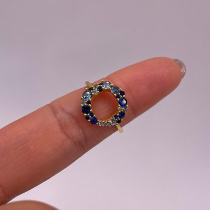 Blue Zircon Solitaire Ring: 925 Sterling Silver Dainty Ocean Jewelry