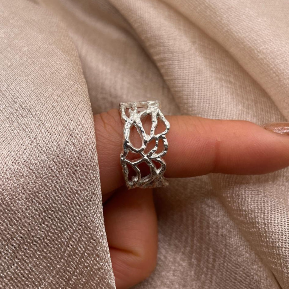 Tide Texture Adjustable 925 Sterling Silver Ring
