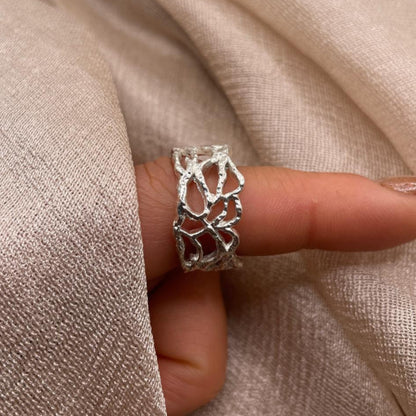 Tide Texture Adjustable 925 Sterling Silver Ring