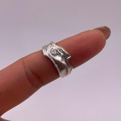 Chunky Wave Adjustable 925 Sterling Silver Ring