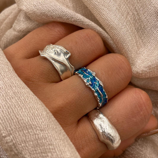 Chunky Wave Adjustable 925 Sterling Silver Ring