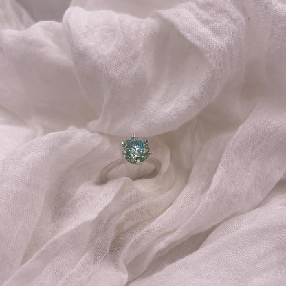 Blue Moissanite 925 Sterling Silver Ring