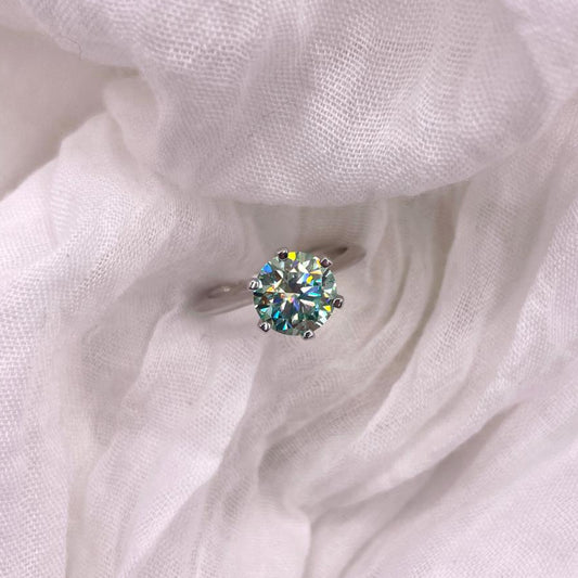 Blue Moissanite 925 Sterling Silver Ring