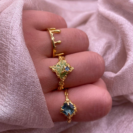 Wave Crest Gold Plated 925 Sterling Silver ring