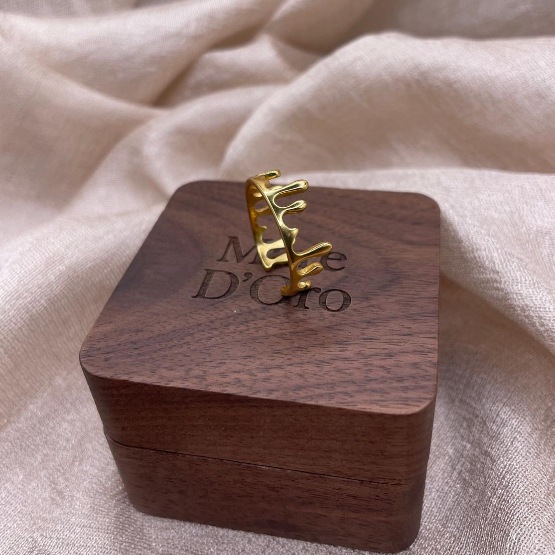 Wave Crest Gold Plated 925 Sterling Silver ring