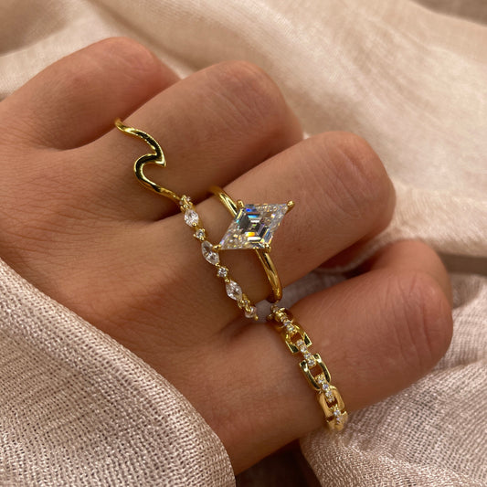 Moissanite Chain Link 925 Sterling Silver Ring | D Color VVS1