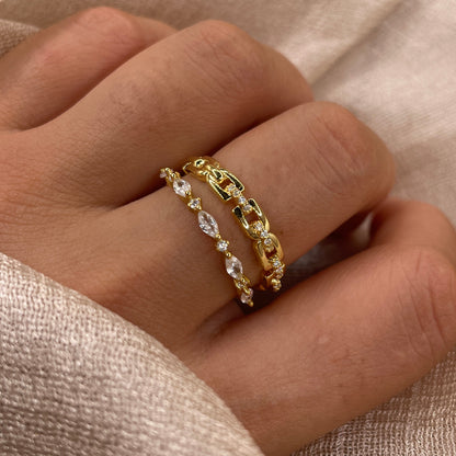 Moissanite Chain Link 925 Sterling Silver Ring | D Color VVS1