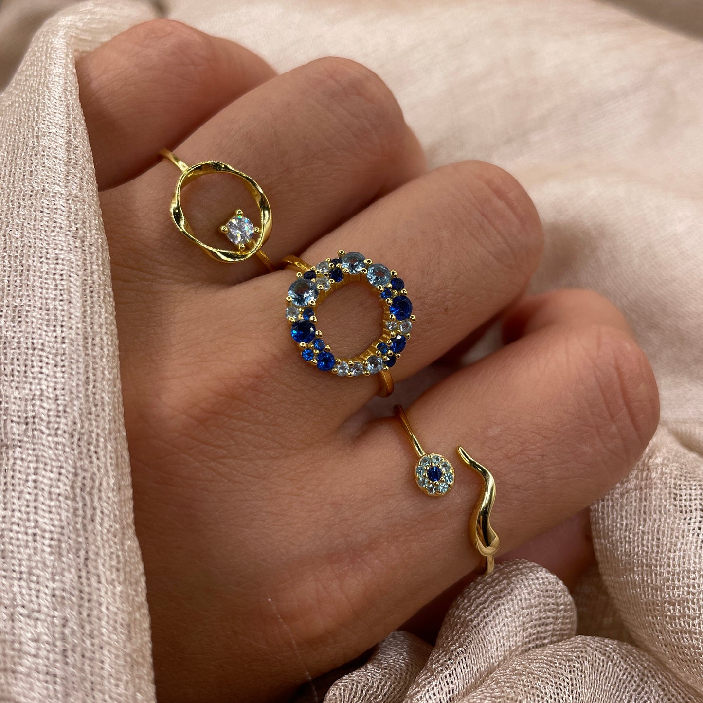 Blue Eye Wave 925 Sterling Silver Ring