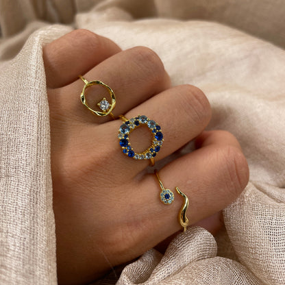 Blue Eye Wave 925 Sterling Silver Ring