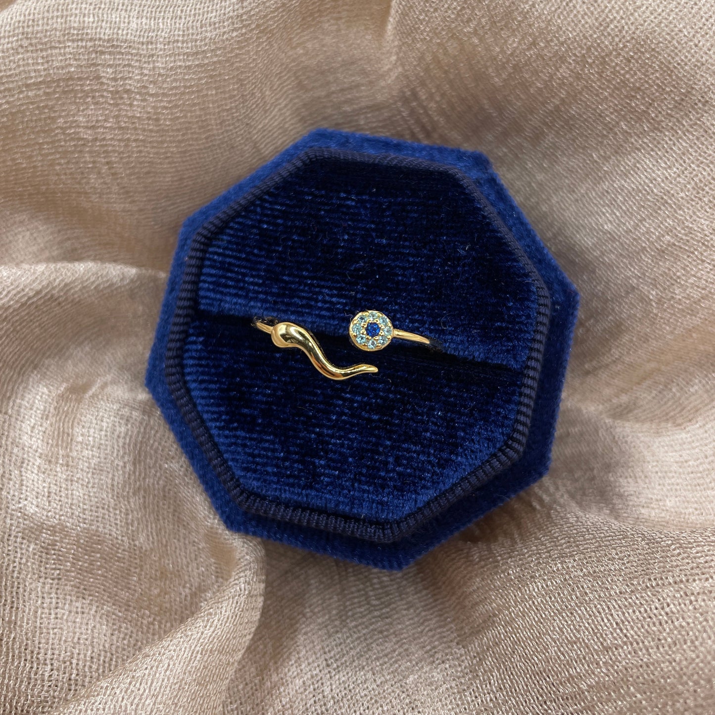 Blue Eye Wave 925 Sterling Silver Ring