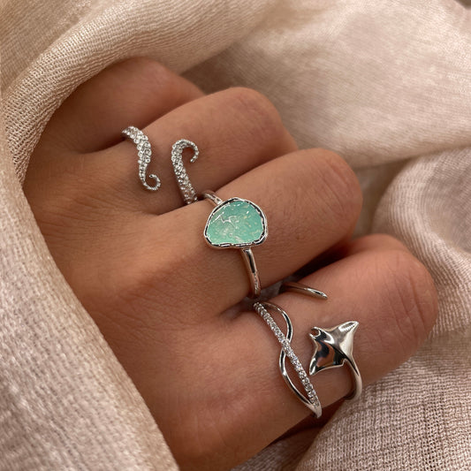 Sea Glass Glow 925 Sterling Silver Ring