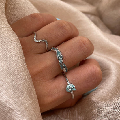 Seafoam Wave 925 Sterling Silver Ring
