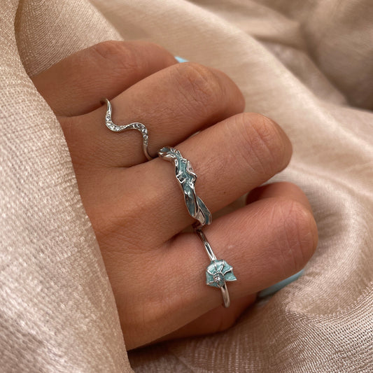 Seafoam Wave 925 Sterling Silver Ring
