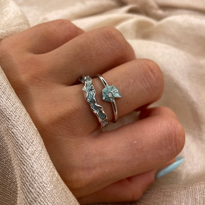Seafoam Wave 925 Sterling Silver Ring