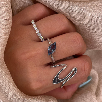 Midnight Tide Marquise 925 Sterling Silver Ring