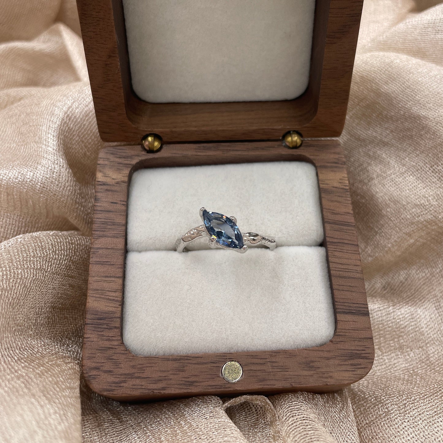 Midnight Tide Marquise 925 Sterling Silver Ring