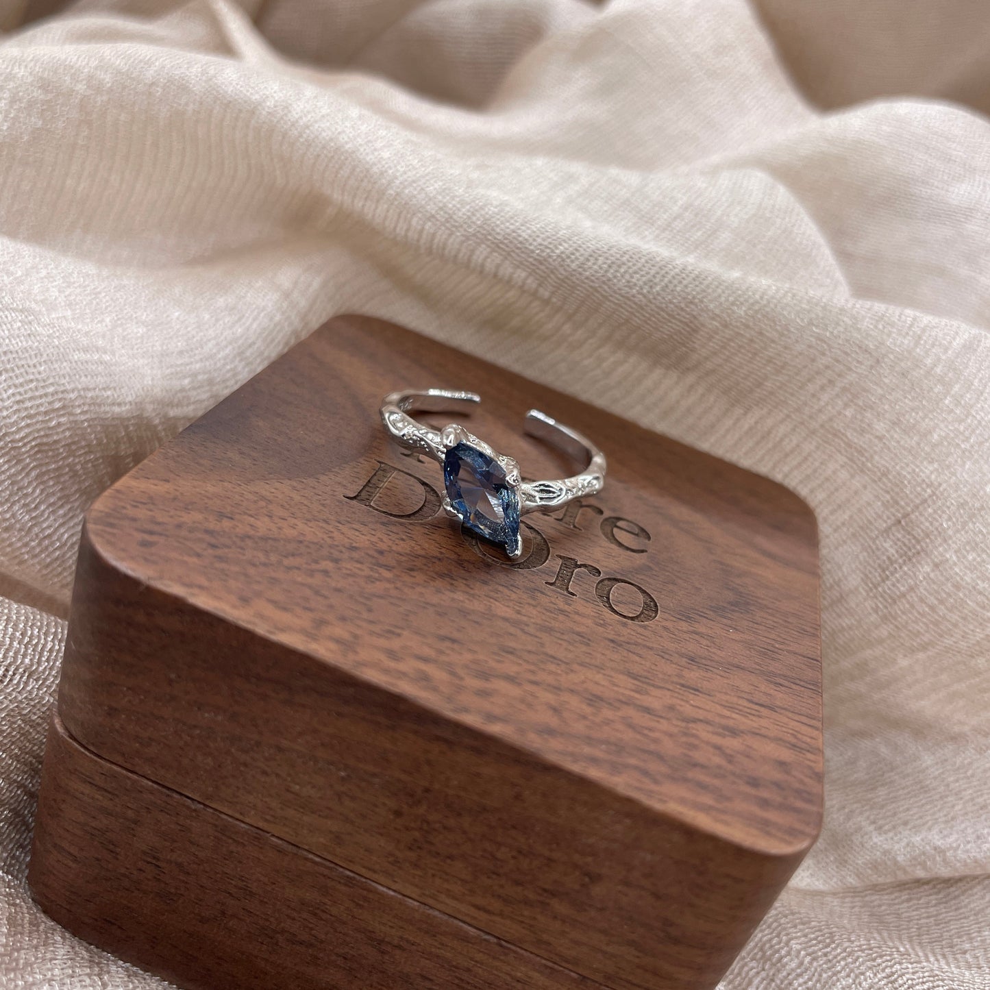 Midnight Tide Marquise 925 Sterling Silver Ring