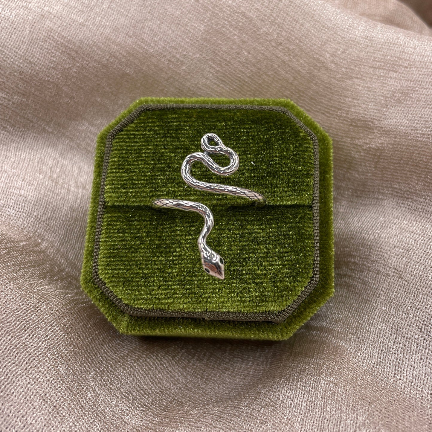 Long Silver Snake 925 Sterling Silver Ring