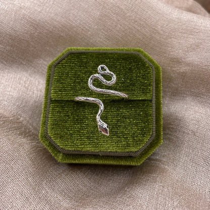 Long Silver Snake 925 Sterling Silver Ring