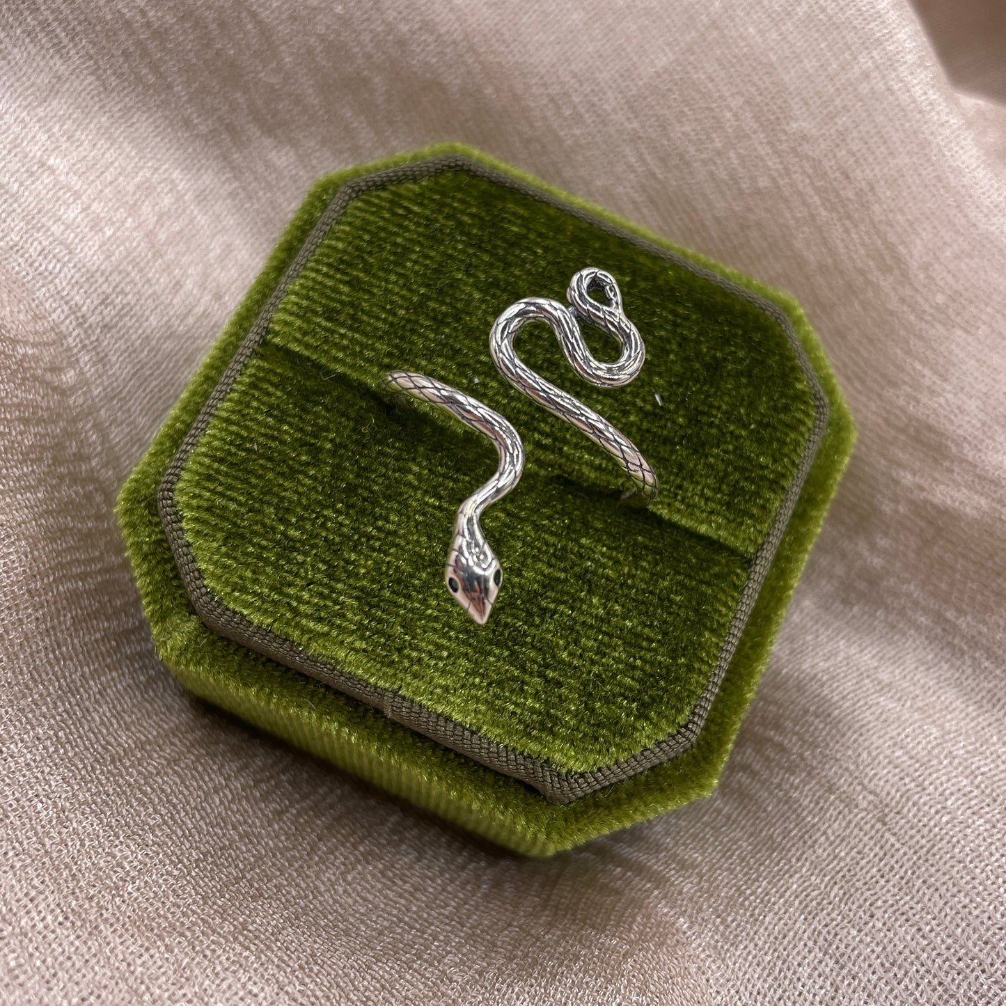 Long Silver Snake 925 Sterling Silver Ring