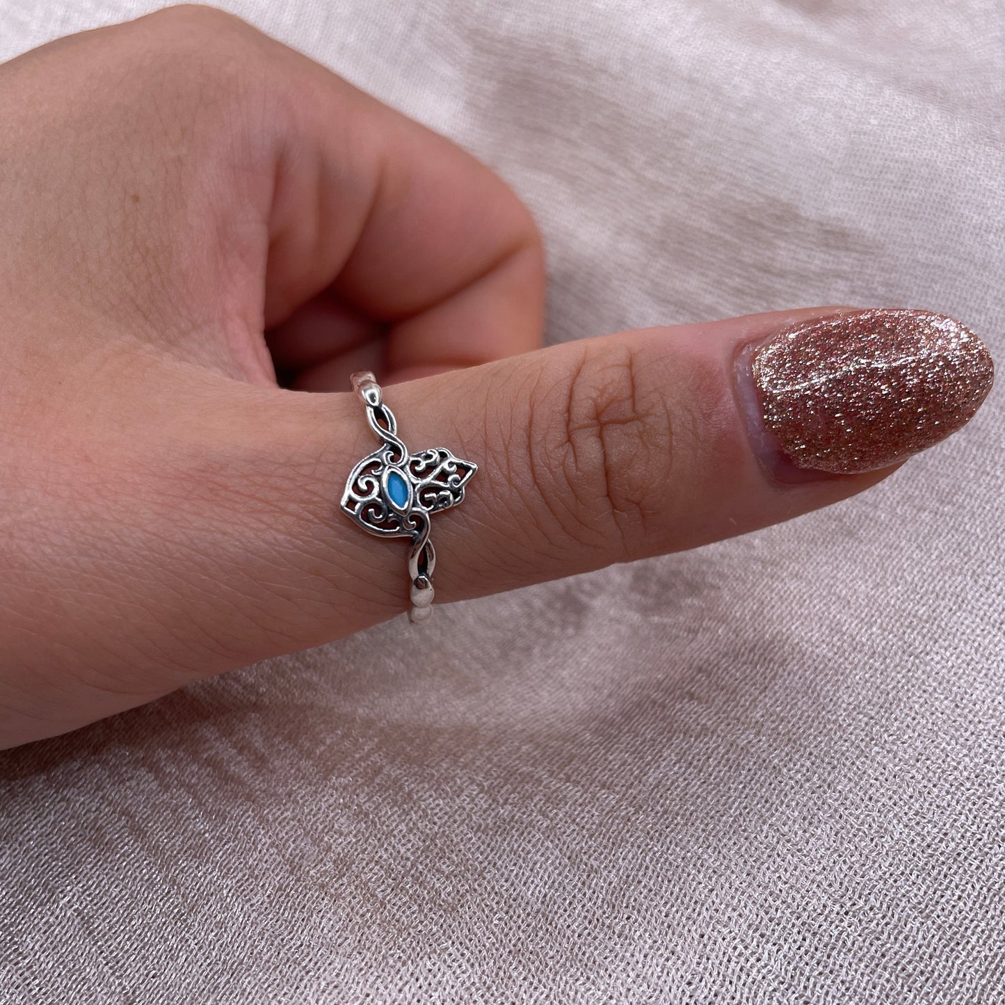 Hamsa Hand 925 Sterling Silver Ring